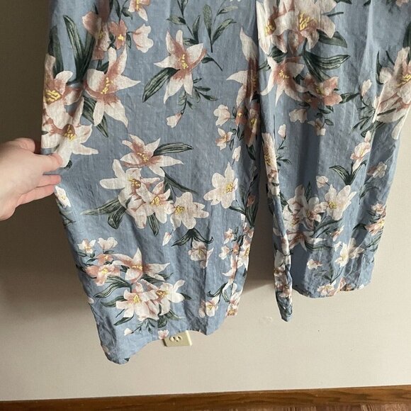 Loveriche Women SZ L Blue Floral Off Shoulder Ruffle Top Wide Leg Jumpsuit NWT - Picture 2 of 12